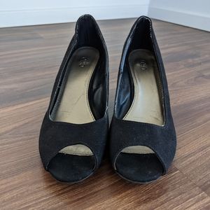 Black Suede wedge heels